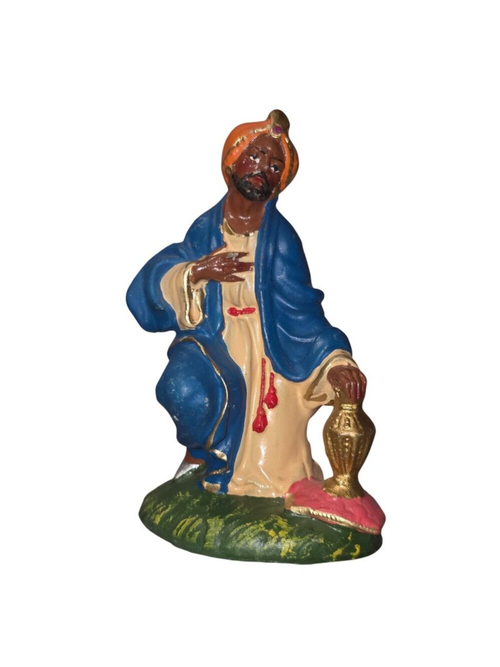 Nativity Christmas Italian Figurine Paper Mache Wise Man Kneeling